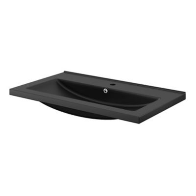 Plan vasque en céramique noir l.80 cm, GoodHome Nira