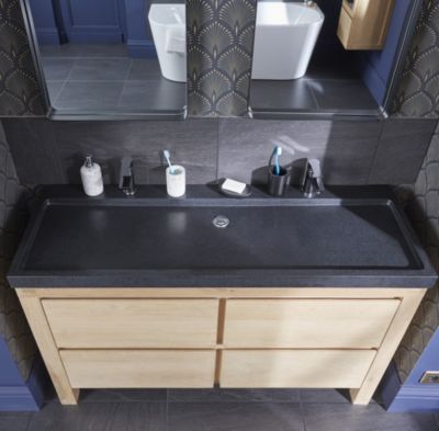Plan vasque en pierre noire 140 cm, Cooke & Lewis Harmon