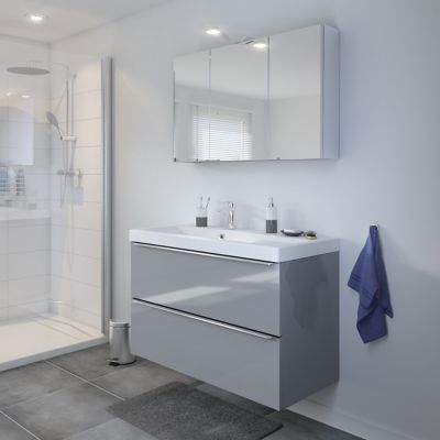 Plan vasque en résine blanc l.100 cm, GoodHome Mila