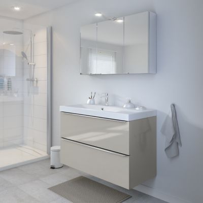 Plan vasque en résine blanc l.100 cm, GoodHome Mila