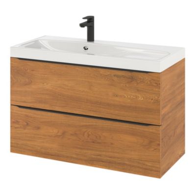 Plan vasque en résine blanc l.100 cm, GoodHome Mila