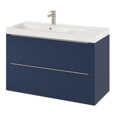 Plan vasque en résine blanc l.100 cm, GoodHome Mila