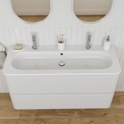 Plan vasque en résine blanc l.120,4 x P.45,9 cm GoodHome Nevado