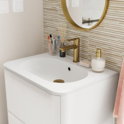 Plan vasque en résine blanc l.60,4 x P.45,9 cm, GoodHome Nevado