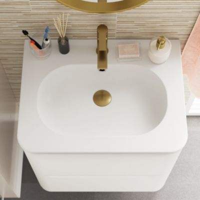 Plan vasque en résine blanc l.60,4 x P.45,9 cm, GoodHome Nevado