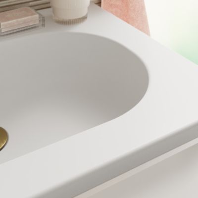 Plan vasque en résine blanc l.60,4 x P.45,9 cm, GoodHome Nevado