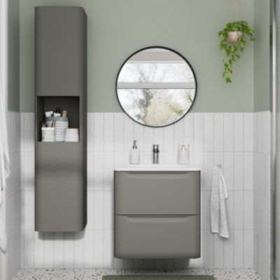 Plan vasque en résine blanc l.60,4 x P.45,9 cm, GoodHome Nevado