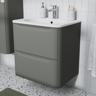 Plan vasque en résine blanc l.60,4 x P.45,9 cm, GoodHome Nevado
