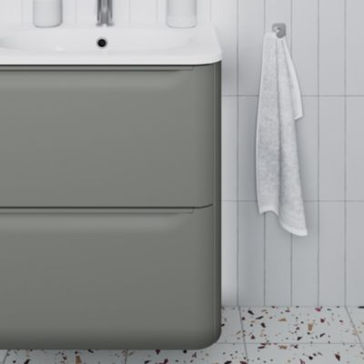 Plan vasque en résine blanc l.60,4 x P.45,9 cm, GoodHome Nevado