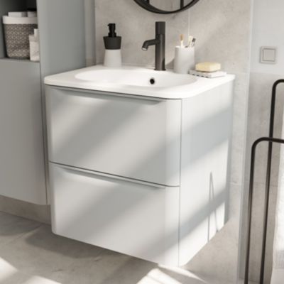 Plan vasque en résine blanc l.60,4 x P.45,9 cm, GoodHome Nevado