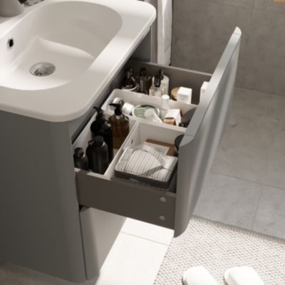 Plan vasque en résine blanc l.60,4 x P.45,9 cm, GoodHome Nevado