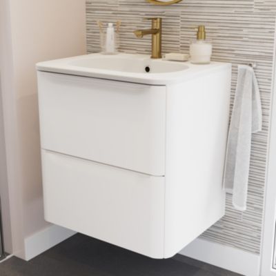Plan vasque en résine blanc l.60,4 x P.45,9 cm, GoodHome Nevado
