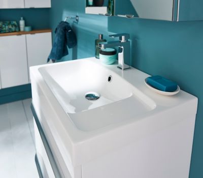 Plan vasque en résine blanc l.60 cm, GoodHome Mila