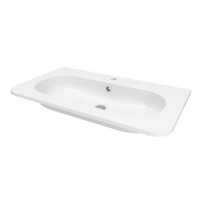Plan vasque en résine blanc l.80,4 x P.45,9 cm, GoodHome Nevado