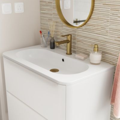 Plan vasque en résine blanc l.80,4 x P.45,9 cm, GoodHome Nevado
