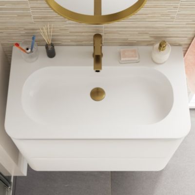 Plan vasque en résine blanc l.80,4 x P.45,9 cm, GoodHome Nevado