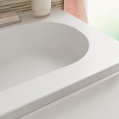 Plan vasque en résine blanc l.80,4 x P.45,9 cm, GoodHome Nevado