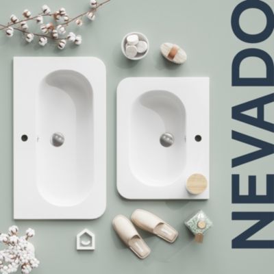 Plan vasque en résine blanc l.80,4 x P.45,9 cm, GoodHome Nevado