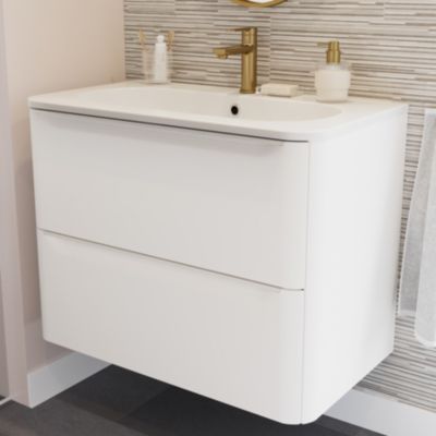 Plan vasque en résine blanc l.80,4 x P.45,9 cm, GoodHome Nevado