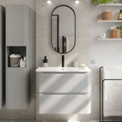 Plan vasque en résine blanc l.80,4 x P.45,9 cm, GoodHome Nevado