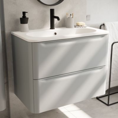 Plan vasque en résine blanc l.80,4 x P.45,9 cm, GoodHome Nevado