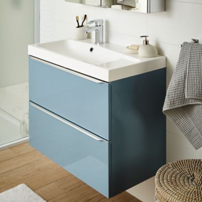Plan vasque en résine blanc l.80 cm, GoodHome Mila