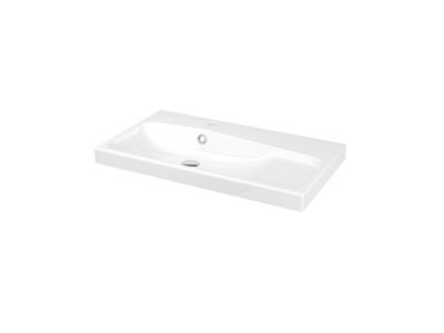 Plan vasque en résine blanc l.80 cm, GoodHome Mila
