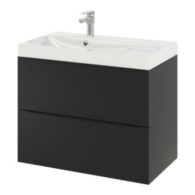 Plan vasque en résine blanc l.80 cm, GoodHome Mila