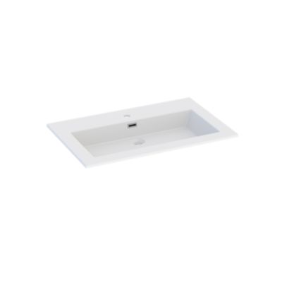 Plan vasque en résine blanc l.80 cm, Pamili
