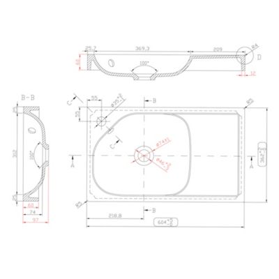 Plan vasque en résine blanc satin l.60,4 x P.36,2 cm, GoodHome Maza