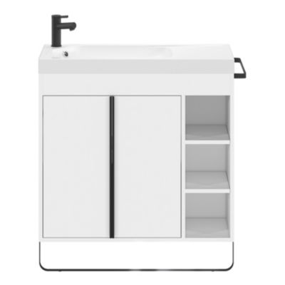 Plan vasque en résine blanc satin l.80,4 x P.36,2 cm, GoodHome Maza