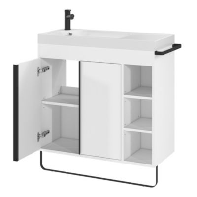 Plan vasque en résine blanc satin l.80,4 x P.36,2 cm, GoodHome Maza