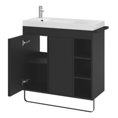 Plan vasque en résine blanc satin l.80,4 x P.36,2 cm, GoodHome Maza