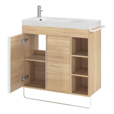 Plan vasque en résine blanc satin l.80,4 x P.36,2 cm, GoodHome Maza