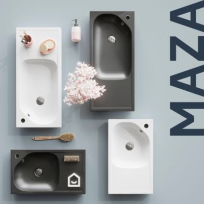 Plan vasque en résine blanc satin l.80,4 x P.36,2 cm, GoodHome Maza
