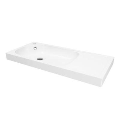 Plan vasque en résine blanc satin l.80,4 x P.36,2 cm, GoodHome Maza