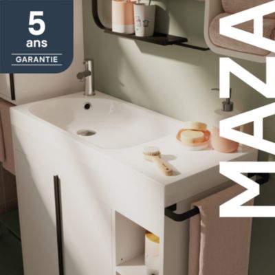 Plan vasque en résine blanc satin l.80,4 x P.36,2 cm, GoodHome Maza