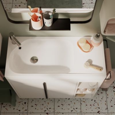 Plan vasque en résine blanc satin l.80,4 x P.36,2 cm, GoodHome Maza