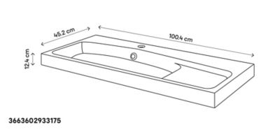 Plan vasque en résine noir l.100 cm, GoodHome Mila