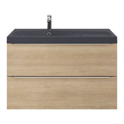 Plan vasque en résine noir l.100 cm, GoodHome Mila