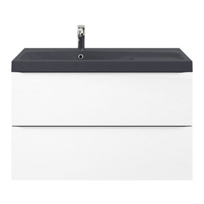 Plan vasque en résine noir l.100 cm, GoodHome Mila