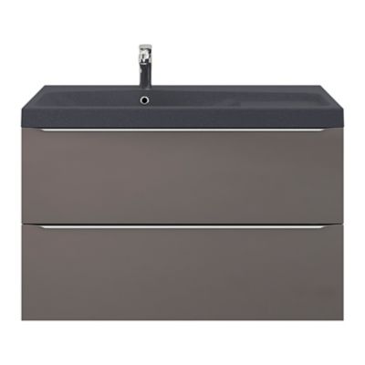 Plan vasque en résine noir l.100 cm, GoodHome Mila