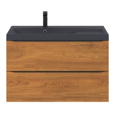 Plan vasque en résine noir l.100 cm, GoodHome Mila