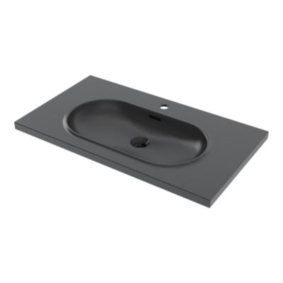 Plan vasque en résine noir l.80,4 cm, GoodHome Cavally