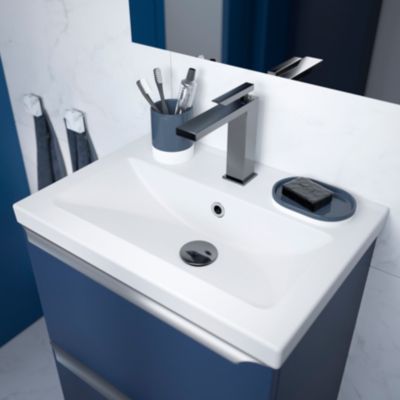 Plan vasque faible profondeur blanc l.50,4 x P.36,3 cm, GoodHome Nira