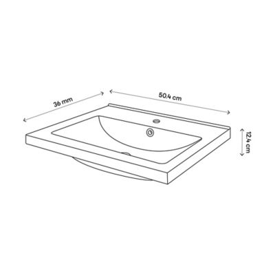 Plan vasque faible profondeur blanc l.50,4 x P.36,3 cm, GoodHome Nira