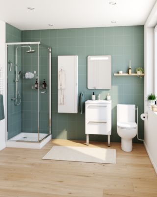 Plan vasque faible profondeur blanc l.50,4 x P.36,3 cm, GoodHome Nira