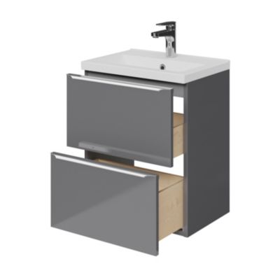 Plan vasque faible profondeur blanc l.50,4 x P.36,3 cm, GoodHome Nira