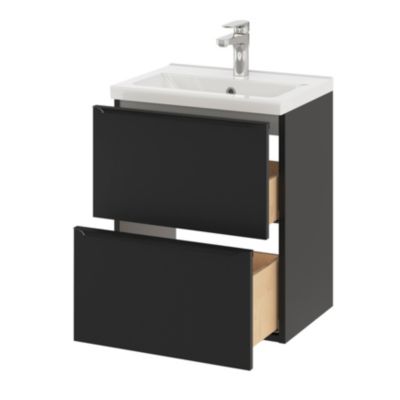 Plan vasque faible profondeur blanc l.50,4 x P.36,3 cm, GoodHome Nira