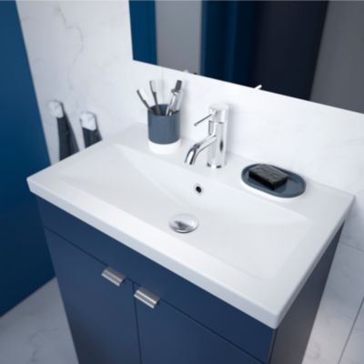 Plan vasque faible profondeur blanc l.60,4 x P.36,3 cm, GoodHome Nira